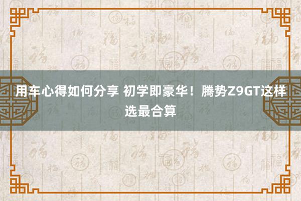 用车心得如何分享 初学即豪华！腾势Z9GT这样选最合算