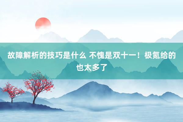 故障解析的技巧是什么 不愧是双十一！极氪给的也太多了