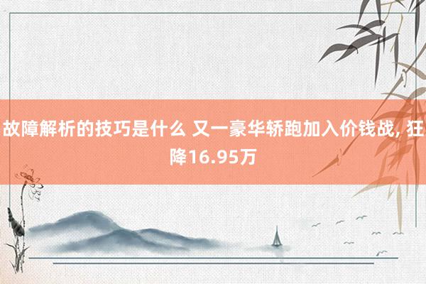 故障解析的技巧是什么 又一豪华轿跑加入价钱战, 狂降16.95万