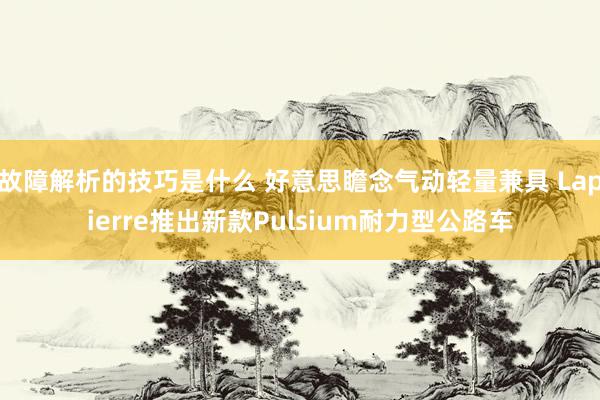 故障解析的技巧是什么 好意思瞻念气动轻量兼具 Lapierre推出新款Pulsium耐力型公路车