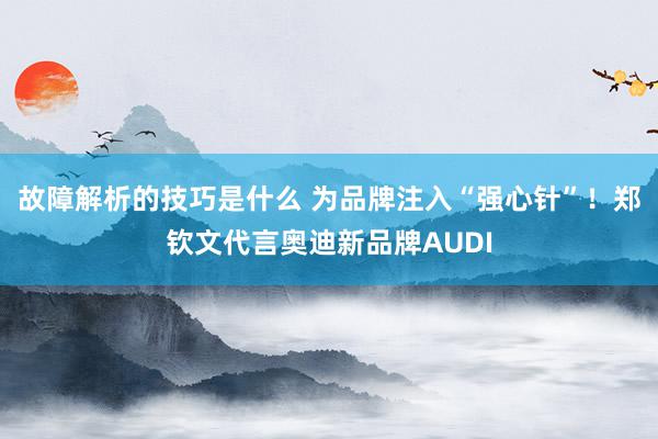 故障解析的技巧是什么 为品牌注入“强心针”！郑钦文代言奥迪新品牌AUDI