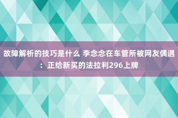 故障解析的技巧是什么 李念念在车管所被网友偶遇：正给新买的法拉利296上牌