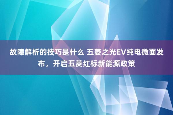 故障解析的技巧是什么 五菱之光EV纯电微面发布，开启五菱红标新能源政策