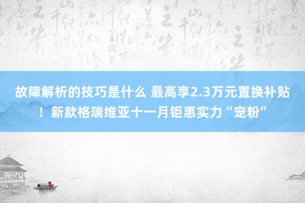 故障解析的技巧是什么 最高享2.3万元置换补贴！新款格瑞维亚十一月钜惠实力“宠粉”