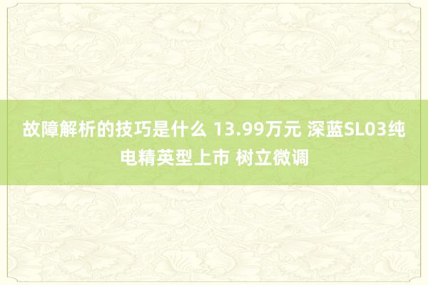 故障解析的技巧是什么 13.99万元 深蓝SL03纯电精英型上市 树立微调