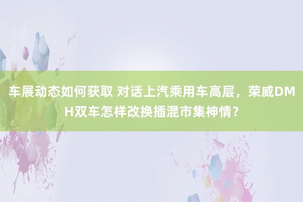 车展动态如何获取 对话上汽乘用车高层，荣威DMH双车怎样改换插混市集神情？