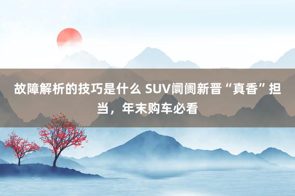 故障解析的技巧是什么 SUV阛阓新晋“真香”担当，年末购车必看