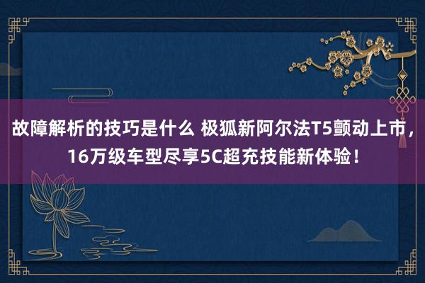 故障解析的技巧是什么 极狐新阿尔法T5颤动上市，16万级车型尽享5C超充技能新体验！