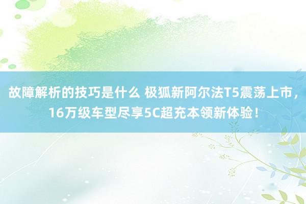 故障解析的技巧是什么 极狐新阿尔法T5震荡上市，16万级车型尽享5C超充本领新体验！