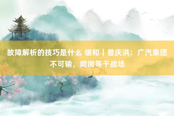 故障解析的技巧是什么 缓和｜曾庆洪：广汽集团不可输，阛阓等于战场