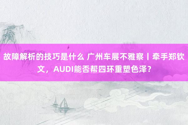 故障解析的技巧是什么 广州车展不雅察丨牵手郑钦文，AUDI能否帮四环重塑色泽？