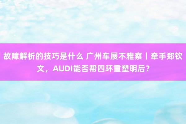 故障解析的技巧是什么 广州车展不雅察丨牵手郑钦文，AUDI能否帮四环重塑明后？