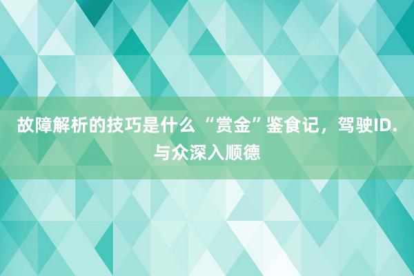 故障解析的技巧是什么 “赏金”鉴食记，驾驶ID.与众深入顺德