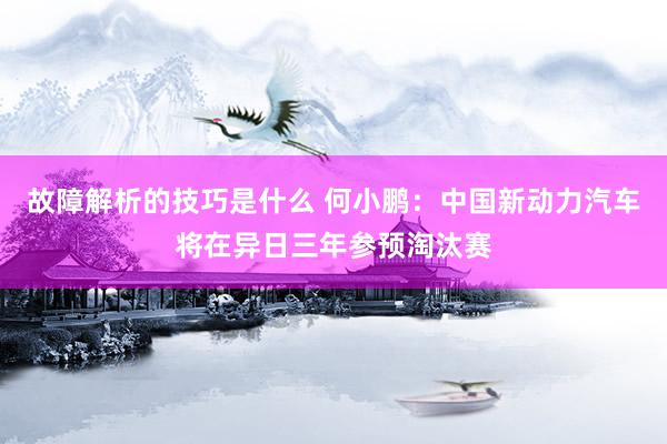 故障解析的技巧是什么 何小鹏：中国新动力汽车将在异日三年参预淘汰赛