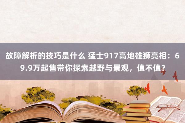 故障解析的技巧是什么 猛士917高地雄狮亮相：69.9万起售带你探索越野与景观，值不值？