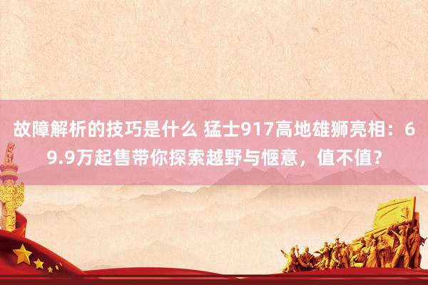 故障解析的技巧是什么 猛士917高地雄狮亮相：69.9万起售带你探索越野与惬意，值不值？