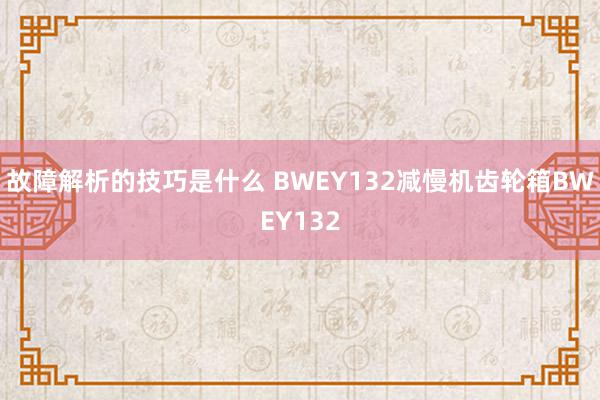 故障解析的技巧是什么 BWEY132减慢机齿轮箱BWEY132