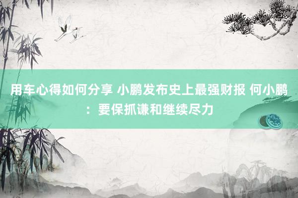 用车心得如何分享 小鹏发布史上最强财报 何小鹏：要保抓谦和继续尽力