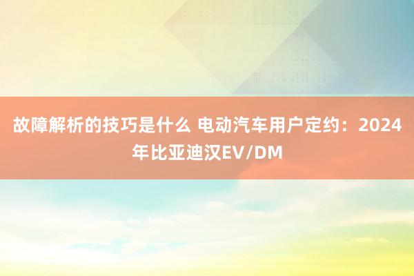 故障解析的技巧是什么 电动汽车用户定约：2024年比亚迪汉EV/DM