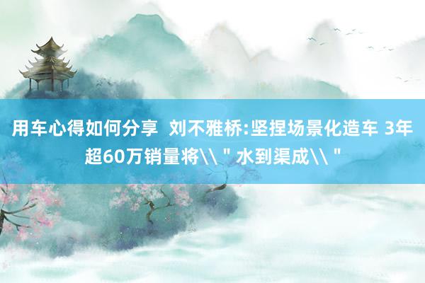 用车心得如何分享  刘不雅桥:坚捏场景化造车 3年超60万销量将\＂水到渠成\＂