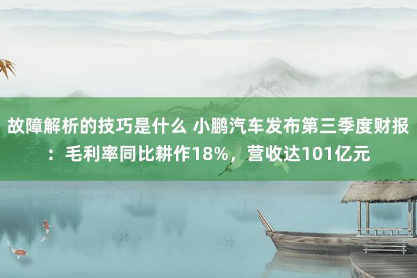 故障解析的技巧是什么 小鹏汽车发布第三季度财报：毛利率同比耕作18%，营收达101亿元