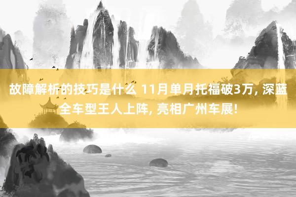 故障解析的技巧是什么 11月单月托福破3万, 深蓝全车型王人上阵, 亮相广州车展!