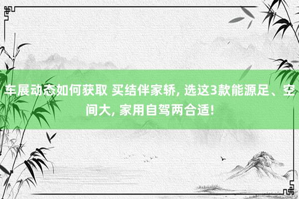 车展动态如何获取 买结伴家轿, 选这3款能源足、空间大, 家用自驾两合适!