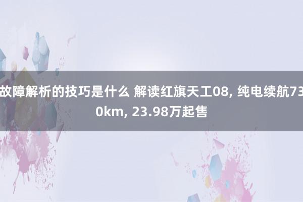 故障解析的技巧是什么 解读红旗天工08, 纯电续航730km, 23.98万起售