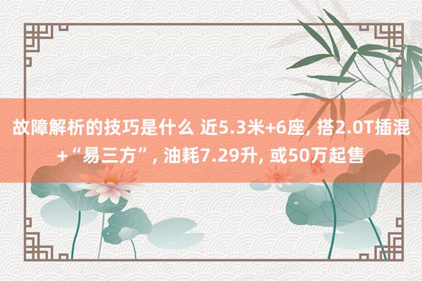 故障解析的技巧是什么 近5.3米+6座, 搭2.0T插混+“易三方”, 油耗7.29升, 或50万起售