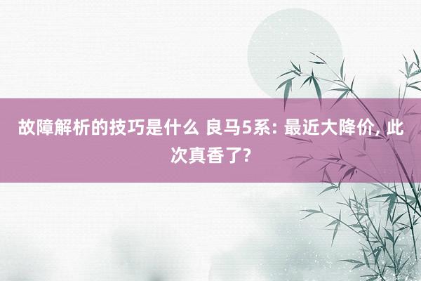 故障解析的技巧是什么 良马5系: 最近大降价, 此次真香了?