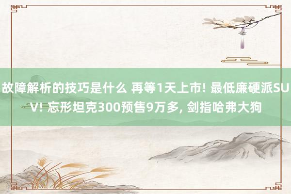 故障解析的技巧是什么 再等1天上市! 最低廉硬派SUV! 忘形坦克300预售9万多, 剑指哈弗大狗