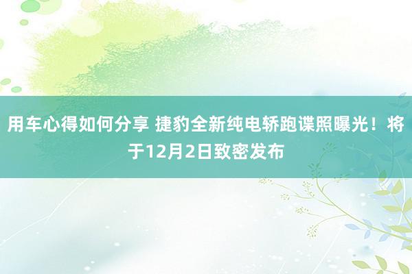 用车心得如何分享 捷豹全新纯电轿跑谍照曝光！将于12月2日致密发布