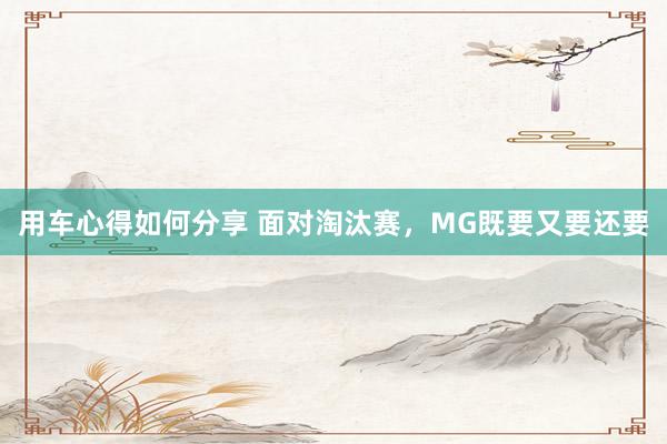 用车心得如何分享 面对淘汰赛，MG既要又要还要