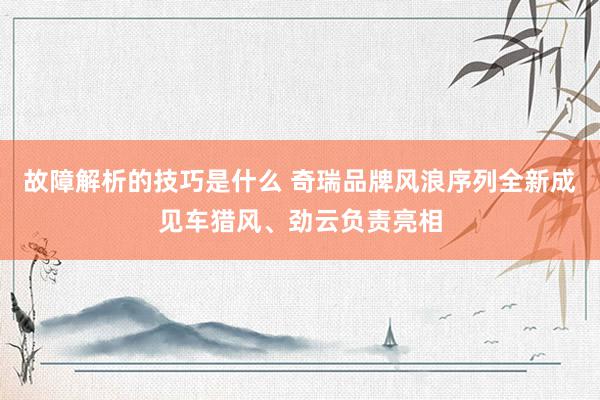 故障解析的技巧是什么 奇瑞品牌风浪序列全新成见车猎风、劲云负责亮相