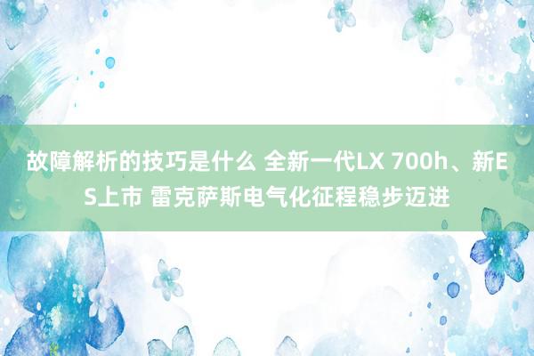 故障解析的技巧是什么 全新一代LX 700h、新ES上市 雷克萨斯电气化征程稳步迈进