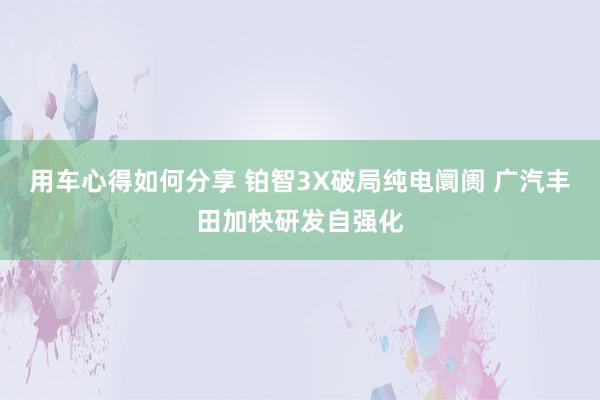 用车心得如何分享 铂智3X破局纯电阛阓 广汽丰田加快研发自强化