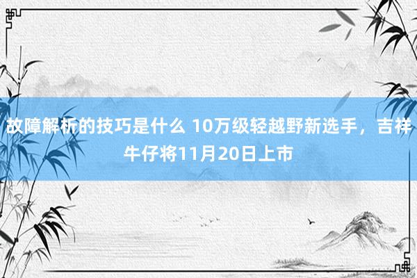 故障解析的技巧是什么 10万级轻越野新选手，吉祥牛仔将11月20日上市