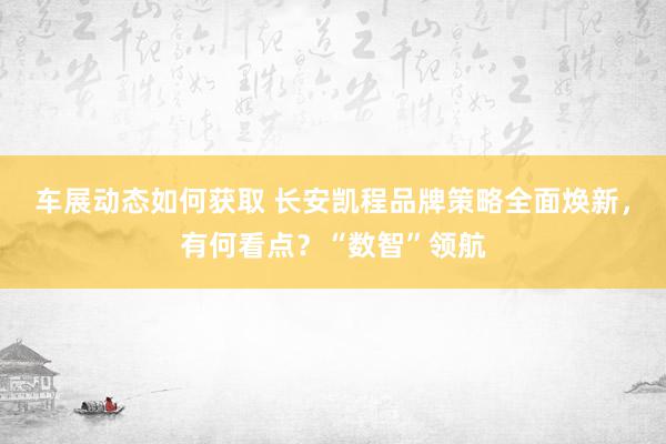 车展动态如何获取 长安凯程品牌策略全面焕新，有何看点？“数智”领航