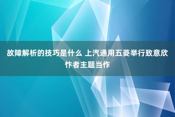 故障解析的技巧是什么 上汽通用五菱举行致意欣忭者主题当作