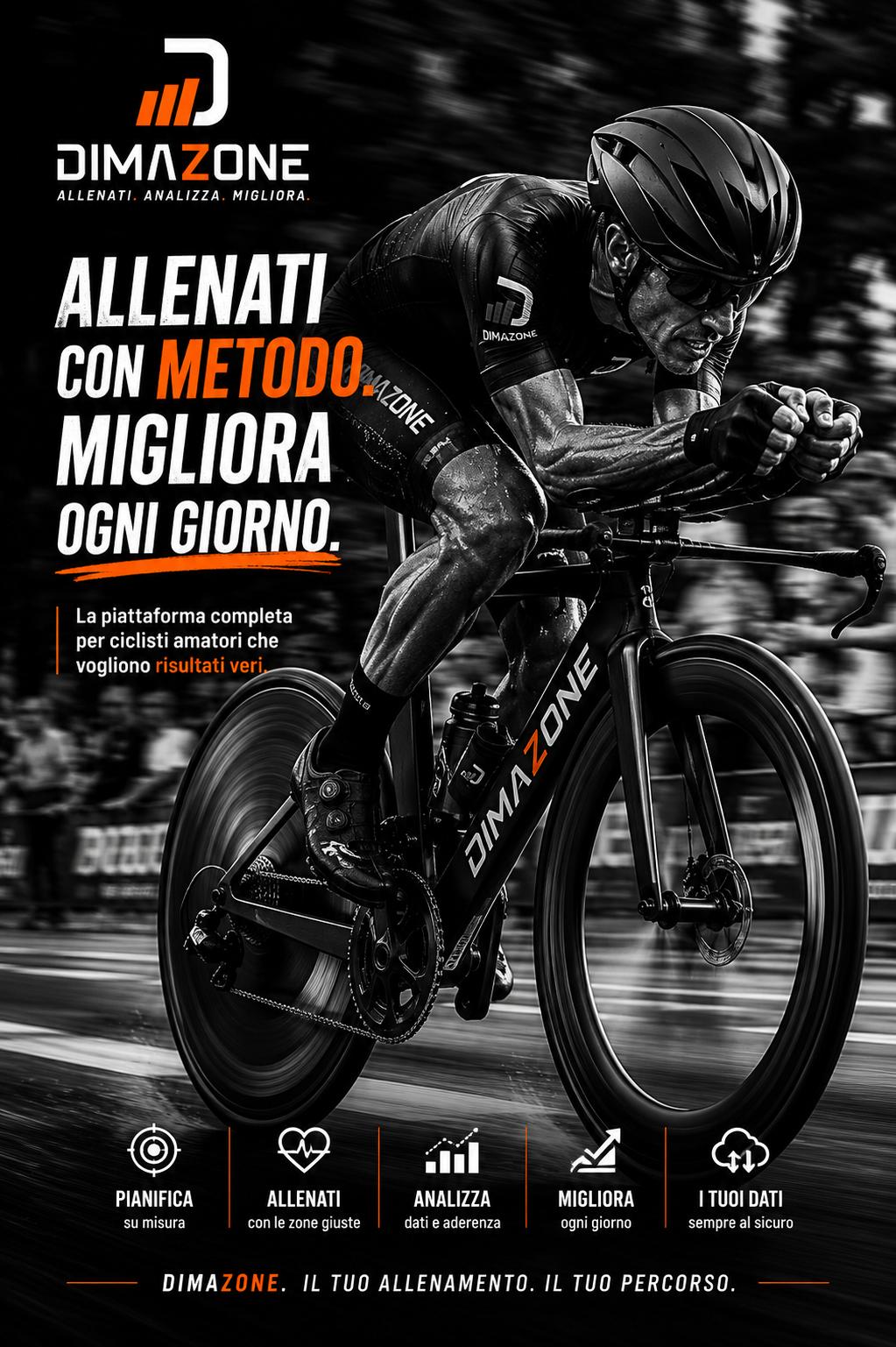 Visual HERO DIMAZONE con ciclista in assetto gara